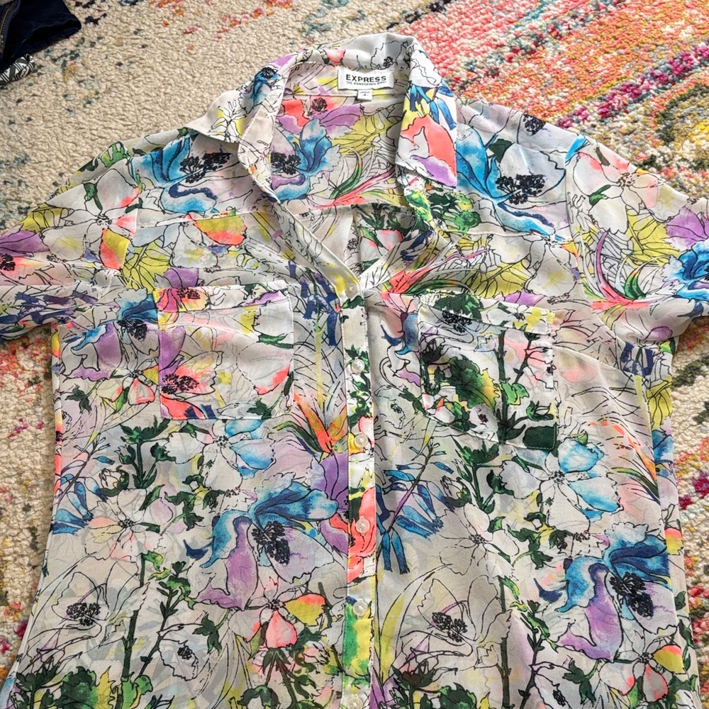 Express Multicolor Floral Shirt